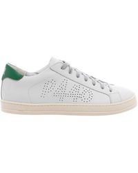 P448 - Schoenen ,Wit ,Leer Witte Leren Sneakers Met Groene Hiel - Lyst