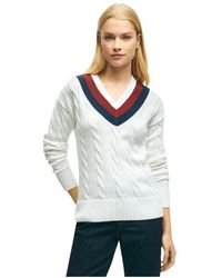 Brooks Brothers - Truien & Vesten ,Wit ,Katoen Supima Katoenen Tennis Trui - Lyst