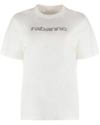 Rabanne - Logo Detail Katoenen T-Shirt - Lyst