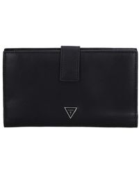 Guess - Accessoires ,Zwart ,Leer Portemonnee Met Drukknoopsluiting - Lyst