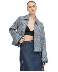 Samsøe & Samsøe - Jassen ,Blauw ,Tweed Jack Met Tweed-Effect - Lyst