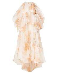 Zimmermann - Kleedjes ,Oranje ,Ivory Camellia Midi-Jurk - Lyst