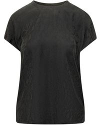 Pinko - Overhemden ,Zwart ,Kortmouw Blouse Met Ronde Hals - Lyst
