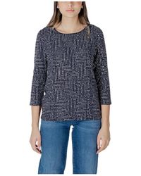 Street One - Blauw Viscose T-Shirt Met Lange Mouwen - Lyst