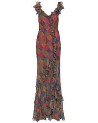 Etro - Kleedjes ,Veelkleurig ,Leer Silk Dress - Lyst