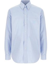 Fendi - Overhemden ,Blauw ,Katoen Oxford Katoenen Overhemd - Lyst