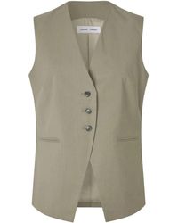 Samsøe & Samsøe - Jassen ,Groen ,Polyester V-Hals Vest - Lyst