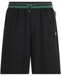 Philipp Plein - Korte Broeken ,Zwart ,Katoen Tracksuit Shorts Jacquard Monogram - Lyst