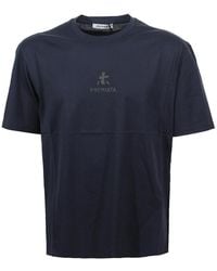 Premiata - Tops ,Blauw ,Katoen Blauwe Crewneck T-Shirt Met Logo Print - Lyst
