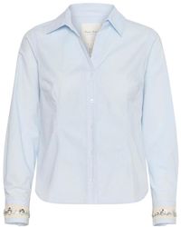 Part Two - Overhemden ,Blauw ,Katoen Plein Air Shirt Met V-Hals - Lyst