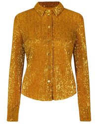 Stine Goya - Overhemden ,Geel ,Pailletten Pailletten Jersey Shirt Voor Avondgelegenheden - Lyst