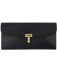 TOTEME - Accessoires ,Zwart ,Zwarte Leren T-Lock Portemonnee - Lyst