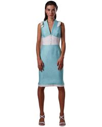 Moskada - Kleedjes ,Blauw En Witte Jurk - Lyst