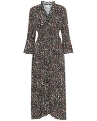 American Dreams - Vestido Largo Negro Con Flores Y Cintura Elástica, Mujer, Talla - Lyst