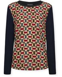 Elena Miro - T-Shirt Mit Bedruckter Seidenfront - Lyst