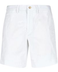 Ralph Lauren - Weiße baumwollmischung shorts mit besticktem logo - Lyst