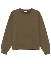 Saint Laurent - Hoodies & Sweatvesten ,Groen ,Katoen Geborduurde Olijfgroene Sweater - Lyst