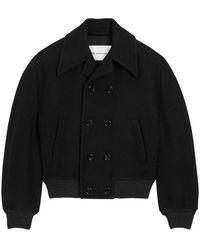 Ami Paris - Jassen ,Zwart ,Wol Kort Double-Breasted Wollen Bomberjack - Lyst