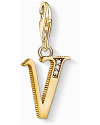 Thomas Sabo - Charm pendente lettera v in oro - Lyst