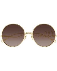 Chloé - Zonnebril Ch0372 S 001 Goud/bruin Dames - Lyst