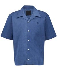 Givenchy - Hemelsblauwe Chambray Shirt Met Hawaïkraag - Lyst