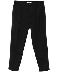 BRIGLIA - Schwarze Plissierte Gerade Geschnittene Hose - Lyst