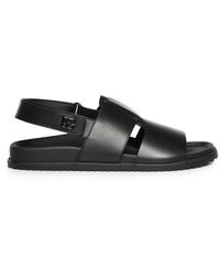 Dolce & Gabbana - Schoenen ,Zwart ,Leer Platte Sandalen - Lyst