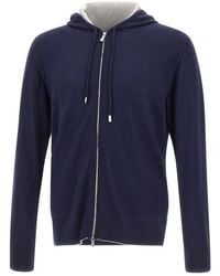 Eleventy - Zip Front Merino Wol & Zijde Hoodie - Lyst