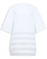 Alaïa - Overhemden ,Wit ,Katoen Rond Poplin Jurk - Lyst
