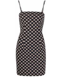 MISBHV - Kleedjes ,Zwart ,Monogram Spaghetti Mini Jurk - Lyst