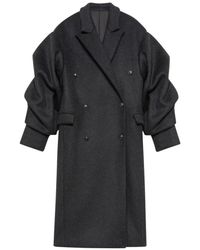BITE STUDIOS - Jassen ,Grijs ,Wol Pleated Sleeve Wool Coat - Lyst