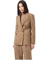 Eleventy - Jassen ,Bruin ,Wol Dubbelborstige Wollen Blazer - Lyst