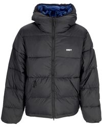 Obey - Jassen ,Zwart ,Nylon Zwarte Puffer Donsjas Met Hoge Kraag - Lyst