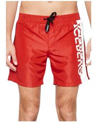 Iceberg - Badmode ,Rood ,Polyester Vertical Logo Zwemkleding - Lyst