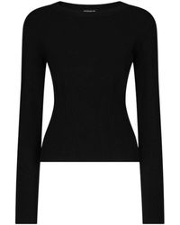 Dondup - Truien & Vesten ,Zwart ,Polyester Slim-Fit Trui Met Ronde Hals - Lyst
