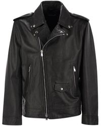 Dondup - Jassen ,Zwart ,Leer Leren Bikerjack - Lyst