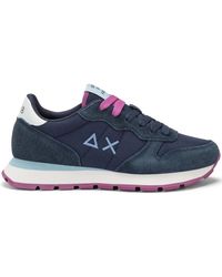 Sun 68 - Schoenen ,Blauw ,Leer Blauw Casual Sneaker Solide Stof En Leer Vrouwen - Lyst