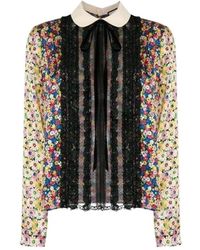 Gucci Bib Peter Pan Blouse - Zwart