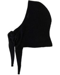 Ganni - Schwarze Wollmischung Stretch Beanie Kapuze - Lyst