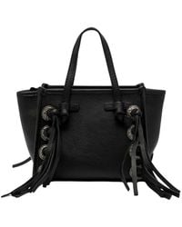 Gianni Chiarini - Schwarze Leder Mini Tasche Mit Fransen - Lyst