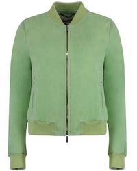 Moorer - Jassen ,Groen ,Suède Suède Jas Met Ritssluiting Zakken - Lyst