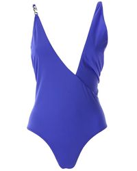 KARL LAGERFELD - Badmode ,Blauw ,Asymmetrisch Blauw Badpak - Lyst