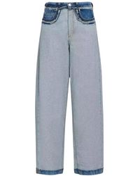 Marni - Niedrig Sitzende Blaue Baumwoll-Weitbein-Jeans - Lyst