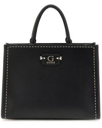 Guess - Tassen ,Zwart ,Leer Zwarte Pu Leren Handtas - Lyst