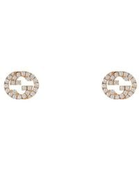 Gucci - Tachuelas Interlocking Diamantes Oro 18K - Lyst