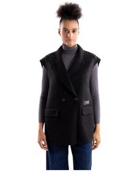 5 PROGRESS - Jassen ,Zwart ,Wol Kort Wollen Gilet - Lyst