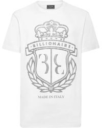 Billionaire - Tops ,Wit ,Katoen T-Shirt Ronde Hals Ss Crest - Lyst
