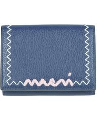 Marni - Leder Trifold Geldbörse Mit Handgefertigter Stickerei - Lyst