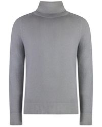 Malo - Truien & Vesten ,Grijs ,Kasjmier Geribbelde Cashmere Coltrui Trui - Lyst