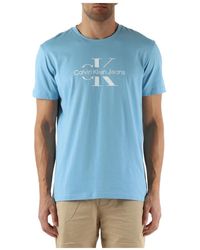 Calvin Klein - Baumwolle logo print rundhals t-shirt - Lyst